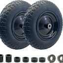 2-Pack of 3.50-8 Wheels,14.5" Flat Free Tires,Steel Rim,5/8" or 3/4"Axle Bore Hole,3-6" Centered Hub,13"-16" Universal Fit Tire for Wheelbarrow,Hand Truck,Garden and Utility Carts, Trolleys and More