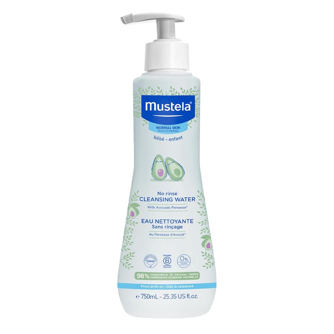 Mustela Baby Cleansing Water - No-Rinse Micellar Water - with Natural Avocado & Aloe Vera - for Baby's Face, Body & Diaper - 1 or 2-Pack - Various Sizes