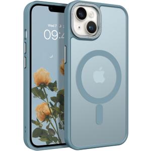 BENTOBEN Magnetic for iPhone 13 Case & iPhone 14 Case [Compatible with Magsafe] Translucent Matte Phone Case iPhone 13/14 Slim Shockproof Women Men Protective Cover for iPhone 13/14 6.1", Gray Blue