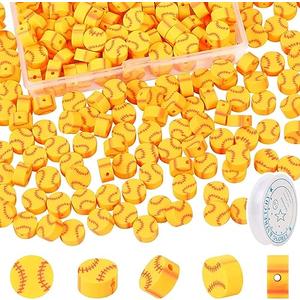 EVERMARKET 40 pcs Baseball Beads Polymer Clay Baseball Softball Beads Charms Sports Ball Spacer DIY Bead for Necklace Bracelet Jewelry Handmade Jewelry Making Accessories Supplies