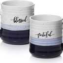 DOWAN 20 oz Coffee Mugs, Large Mugs with Word Blessed Grateful, Porcelain Coffee Cup, Thank You Gifts for Mom Dad, Set of 2