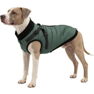 Dog Winter Coat with Hurns Built in, Dog Winter Jacket for Small, Medium, and Large Dogs, Water- Resistant? Windproof - Green - 4XL