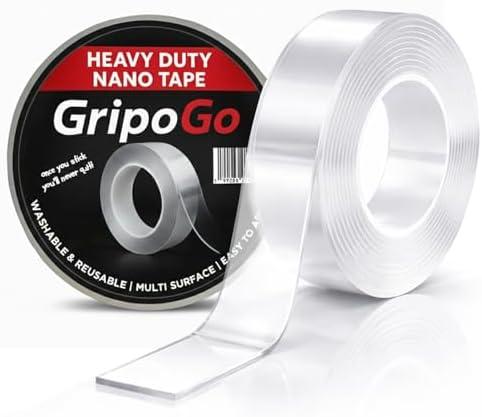 Double Sided Tape Heavy Duty, Clear Double Sided Mounting Tape, Nano Tape, Double Sided Adhesive Tape, Washable, Reusable & Traceless for Multi-Surface Use, Rug Grip, Wall & DIY Projects (Pack of 2)