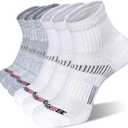 BERING Men's Athletic Cushion Quarter Socks (6 Pairs) (9-12, White/Grey)