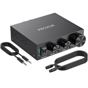 PROZOR 2 Channel DAC Amplifier TPA3221 Mini Stereo Amp 100W+100W Peak, 192kHz/24bit DAC, Optical&3.5mm Inputs, 24V 4.5A Powered Desktop Amp for Passive 48 Speakers for TV/PC/Laptop