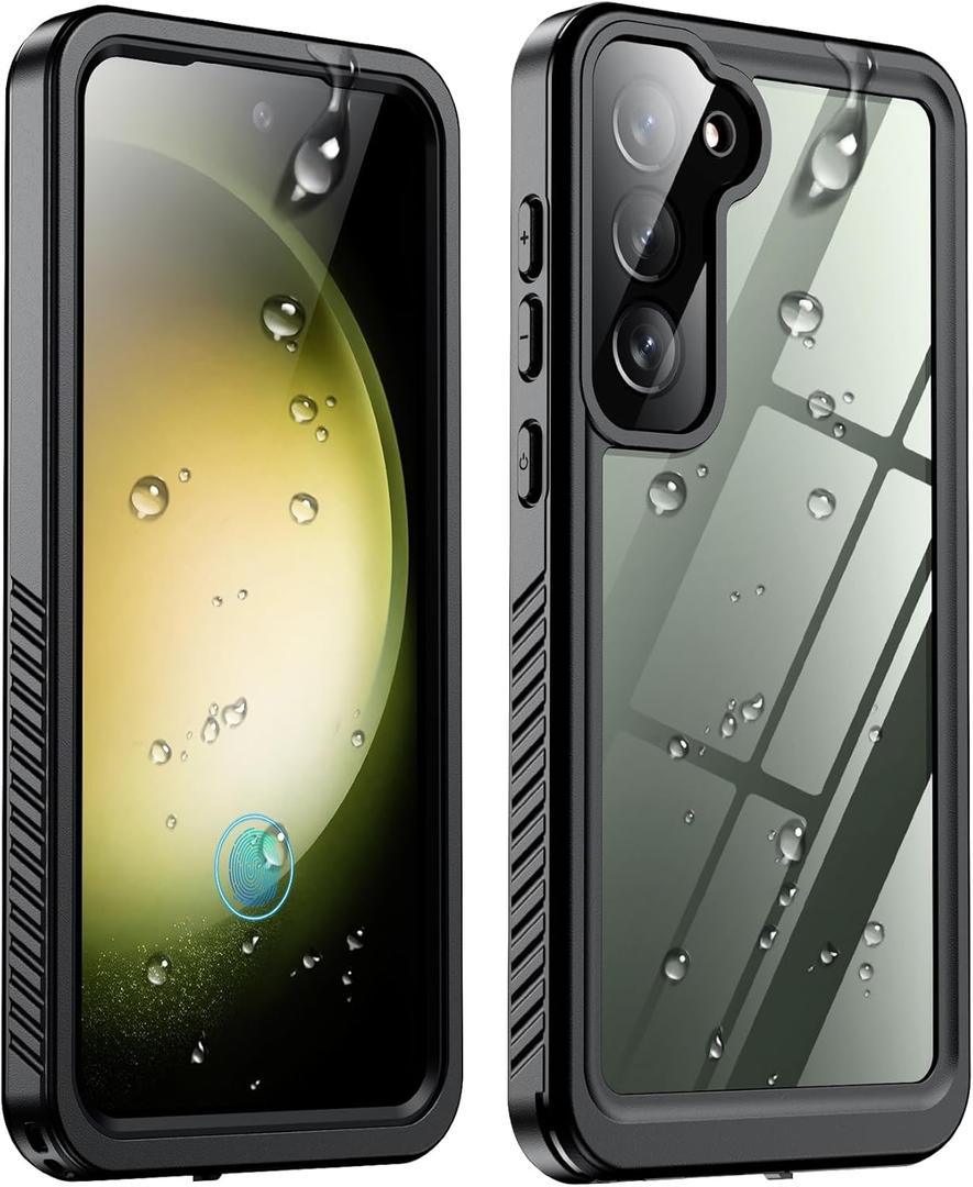 SPIDERCASE Designed for Samsung Galaxy S23 Plus Case Waterproof,Built-in Screen & Camera Lens Protector[IP68 Underwater][Military Grade Shockproof] Full Body Protection Phone Case, Black/Clear