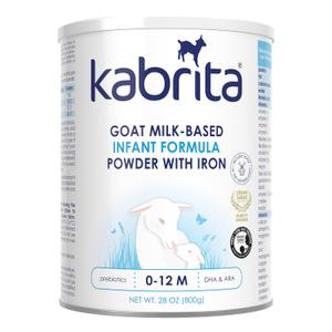 Kabrita Goat Milk-Based Infant Formula Powder with Iron, DHA, ARA & Prebiotics, for Infants 0–12 Months, Non-GMO, 28 oz (Pack of 2), Best By: 04/03/2027