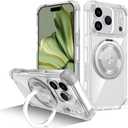 Compatible for iPhone 17 Pro Case 6.3" 2025 [Compatible with Magsafe] [with 360 Rotatable Magnetic Ring Stand] Heavy Duty Military-Grade Clear Cover