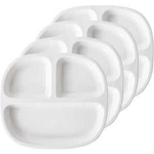 8.58" Square Ceramic Divided Plates - 4 Pack, Portion Control Plate for Rational Eating, White Dinner Plates, 3 Compartment Dinner Diet Plates for Kids Adults, Microwave, Dishwasher Safe