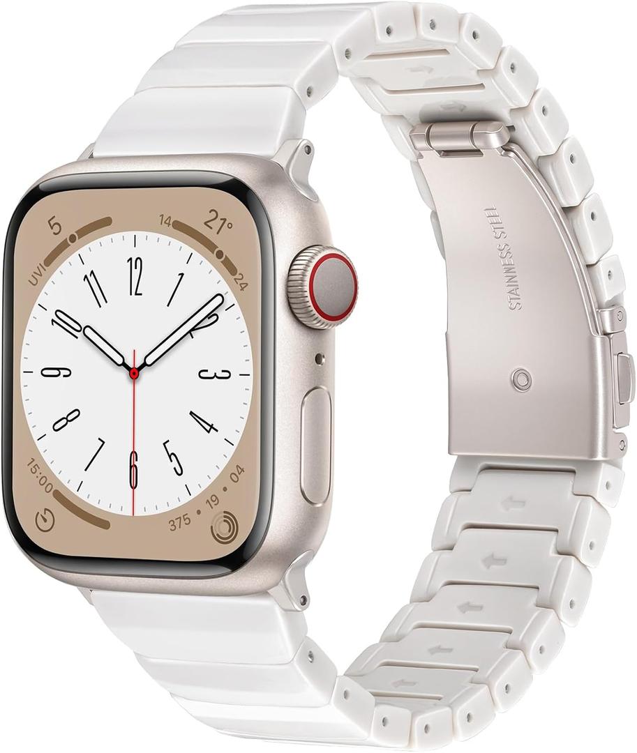 V.R.HOPE Apple Watch Band for Series 11/10/9/8/7/Ultra3 46mm 45mm 44mm 42mm 49mm Fashion Lightweight Resin Dressy Strap for Women Bracelet Compatible with iWatch Series 6/5/4/3/2/1/SE (Starlight)