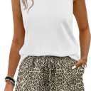 WIHOLL Two Piece Sets for Women Summer Lounge Short Sets Tank Square Neck Sleeveless Sweatsuit with Pocket (M)