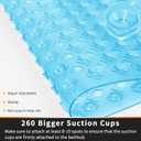 Yimobra Bathtub Mat Non Slip, 34.5"X15.5" Shower Mat with Strong Suction Cups & Drain Holes, Long Anti Slip Bath Tub Mat for Inside Shower, Machine Washable Fast Drying, Bathroom Essentials,Clear Blue