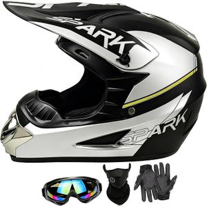 SanQing Youth Adult Dirt Bike,Motocross Helmets DOT Approved (YS-Silver, L)