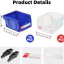 Plastic Storage Bins 24 Packs, Space-Saving Stackable Parts Bins for Garage,Tools, Small Parts Organization Bin-5x4x3 Inch (Blue & White)