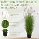 Jexine 2 Pieces 4 ft Tall Artificial Grass Plants Fake Horsetail Reed Grass Plant with Purple Spikes Potted Faux Greenery Floor Plants for Housewarming Gift House Garden Lobby Outdoor