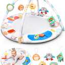 Montessori Baby Play Gym & Activity Mat for Brain Development (0-12Mo) | 5-Sensory Zones + 5 Toys |Portability Tummy Time Activity Mat Stage-Based for Newborn Brain Development Essential & Gift-Ready