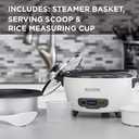 BLACK+DECKER 6-Cup Rice Cooker, RC506, 3-cup Uncooked Rice, Steaming Basket, Removable Non-Stick Bowl, One Touch
