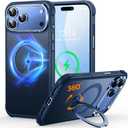 Cutelfon O3 Mag-Stand Designed for iPhone 17 Pro Max Case with 360 Spin Stand, [Compatible with MagSafe][Super Skin Feeling] Translucent Matte Magnetic Slim Phone Case 6.9 inch, Matte Blue