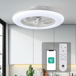 Orison Ceiling Fans with Lights- Low Profile Ceiling Fan with Light 22.4“ LED Dimmable Ceiling Fans with Remote Control, Smart 3 Light Color and 6 speeds 7 Blades