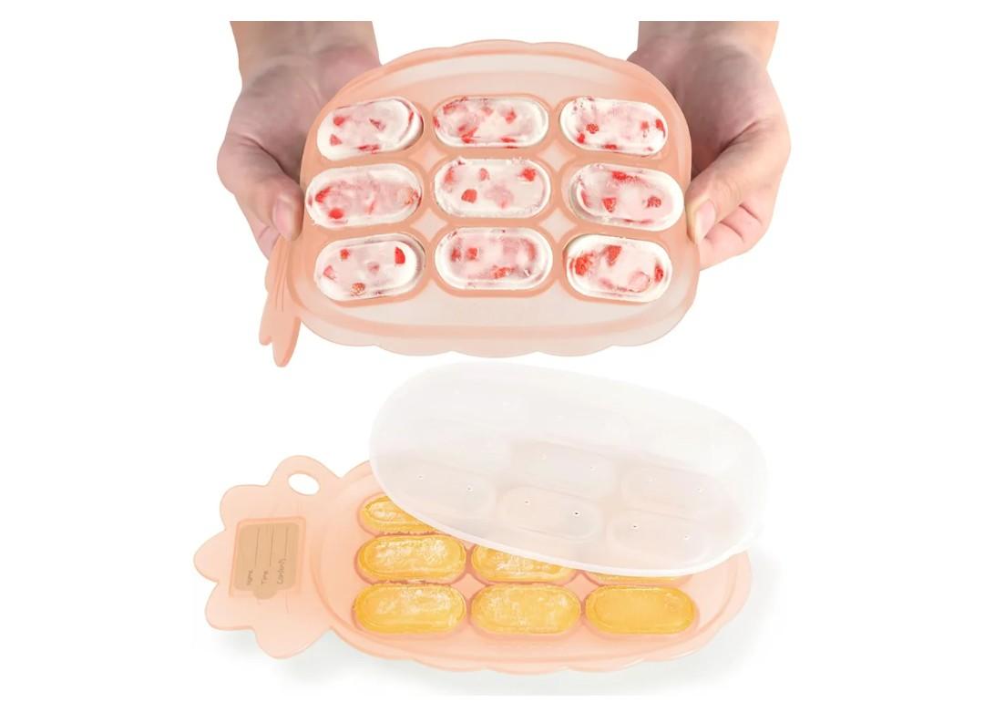 haakaa Silicone Nibble Freezer Tray -Breastmilk Teething Popsicle Mold - Baby Fruit Food Feeder Teether Tray - Baby Food Maker - Ice Cube Tray - 4 Months+ Babies - BPA Free - Blush