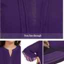 Betu Womens Ruffle 3/4 Sleeve V Neck Double Layers Mesh Blouses Loose Fit Flowy Tunic Tops, M-5XL (Purple)