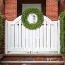 20 Inch Boxwood Wreath, Handmade Green Wreath for Front Door, UV Resistant Outdoor Wreath for All Seasons, Foldable & Durable Farmhouse Wreath for Wall Window Home Indoor Outdoor Decor