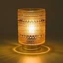 Battery Operated Lamp with Auto-Off Timer, Cordless Table Night Light for Bedroom & Entryway, Portable LED Lamp for Home, Outdoor, Camping No Battery Included (Pearl Design-Amber)