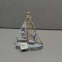 CoTa Global Blue Mist Sailboat Decor Handmade Wooden Boat Decor, Cute Beach Style Model Sail Boat Decorations, Nautical Themed Table Top Decor Living Room Centerpiece - 8 Inch