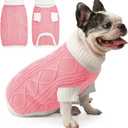 Dog Sweater for Medium Dogs Argyle Cable Knit Turtleneck Pullover Winter Clothes for Boys Girls Stretch French Bulldog Dachshund Corgi Pug Beagle Christmas Pet (M, Pink)