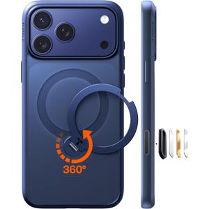 TORRAS Q3 Spin for iPhone 17 Pro Case, Patented 360 Magnetic Stand, Fit for MagSafe, Built-in Ring Holder Kickstand, Military Grade Protective Phone Case for iPhone 17 Pro, Camera Control