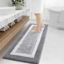 OLANLY Bathroom Rugs 47x20, Extra Soft and Absorbent Microfiber Bath Mat, Non-Slip, Machine Washable, Quick Dry Shaggy Bath Carpet, Suitable for Bathroom Floor, Tub, Shower (Runner, Grey)