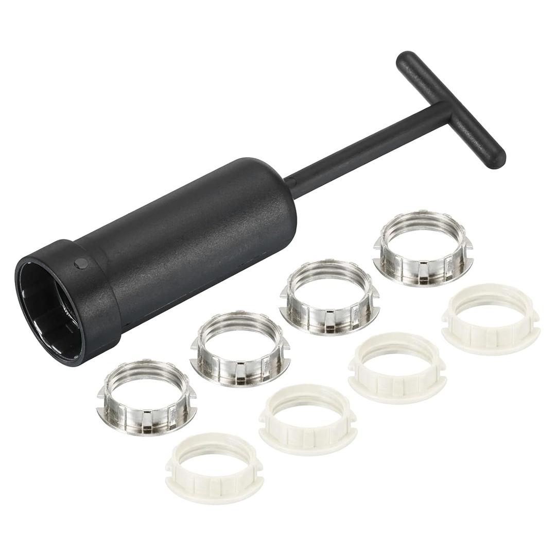 MECCANIXITY G9 Light Socket Rings Metal Lamp Shade Holder Ring Replacement with Removal Tool Silver Tone White 1 Set/9pcs