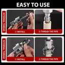 4 in 1 Water Pipe Wrench, Universal 4 in 1 Water Pipe Threader Set, 1/2'' 3/4''Pipes Tapping and Threading Tool Fits All Threads,Opener Compatible Electric Drill (1/2"+3/4')