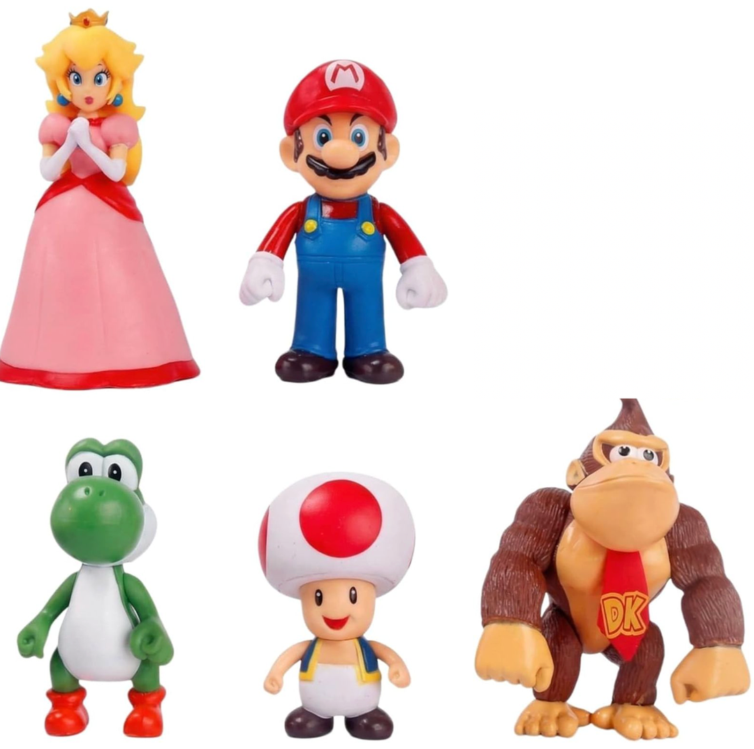 5 Pcs Mario Figures Set, 6 Inch Mario Figures, Classic Characters Collection for Birthday Party Cake Toppers & Room Decor