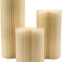 CNCEST Cylinder Flowers Stand, Dessert Table, Columns Display for Wedding Party Garden Decoration (Off White(40+60+80cm))