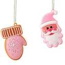 Zhanmai 24 Pcs Christmas Pink Ornaments Christmas Tree Hot Pink Decorations Cute Xmas Hanging Ornaments Traditional Xmas Tree Party Decors