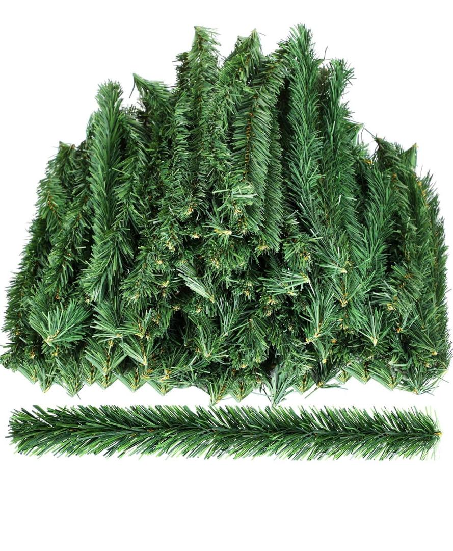 Retrowavy 200 Pcs Christmas Garland Ties 12 Inch Christmas Garland Artificial Pine Garland Soft Green Garland for Christmas Holiday Craft Decorations Gift Wrapping