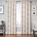 Colby Premium Unlined Window Sheer/Curtain/Panel/Treatment with 3"-Rod Pocket with Traditional Medallion Style Pattern, White/Gold, 55" x 84"