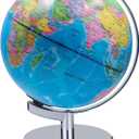 Illuminated World Globe for Kids, Educational Globe with Stand Built in LED Night Light Earth Map and Constellation View, 2 in 1 Interactive Educational Geographic Earth Learning Toy, 8 Inch
