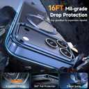 [Tri-Shield Protection] for iPhone 17 Pro Max Case with 360 Spin Stand Compatible with MagSafe [Magnetic CD Ring][Screen & Camera Lens Protector] Shockproof Plating Never-Yellowing, Blue-6.9"