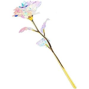 1pcs 24K Colorful Galaxy Rose Glass Artificial Flower, Rainbow Rose Gift Mother's Day Birthday Party Women Gifts Wedding Decorations (1pcs)