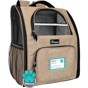 PetAmi Dog Backpack Carrier for Small Large Cat, Pet, Puppy, Ventilated Pet Hiking Backpack Travel Bag, Airline Approved Cat Backpack Carrier, Camping Biking Dog Bag Up to 18lbs Pet, Taupe