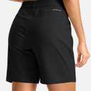 SANTINY Women's 5"/7" Hiking Golf Shorts Quick Dry Stretch Casual Work Shorts with Pockets for Women Walking Travel Summer (Black, M)