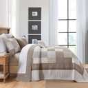 Bedduvit 100% Cotton 120"x120" Oversized California King Bedspread - Extra Wide Reversible Patchwork Plaid Quilts Bedding Set, All Season Lightweight Floral Coverlet Set 3pcs Blanket, Brown/Gray/Beige