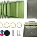 Hzkokon Knitting Needles Set Interchangeable Aluminum Circular Knitting Needles Set 13 Pairs of 4 Inch Premium Aluminum Needles & Accessories Green