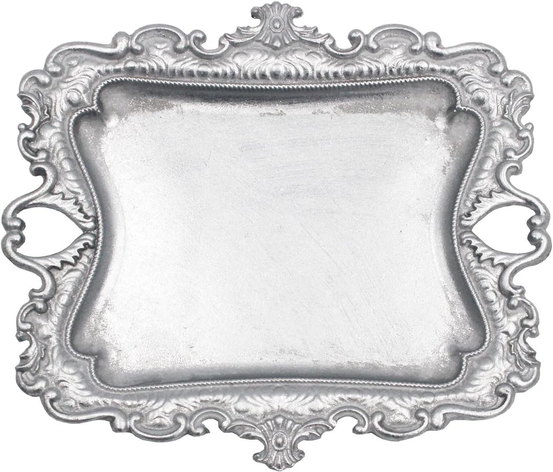 Vintage Small Sliver Ring Dish, Birthday & Wedding Gifts for WomenWedding Ring Tray -Sliver (1 Pack)