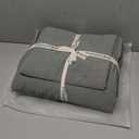 MooMee Bedding Duvet Cover Set 100% Washed Cotton Linen Like Textured Breathable Durable Soft Comfy (Heathered Green, Palatial King/Oversized King 120"x98")