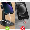 OCYCLONE Phone Stand, Adjustable Height and Angle Foldable Cell Phone Stand Holder for Desk, Taller iPhone Stand Compatible with 4.7"-13" Smartphones iPad Tablet, Black
