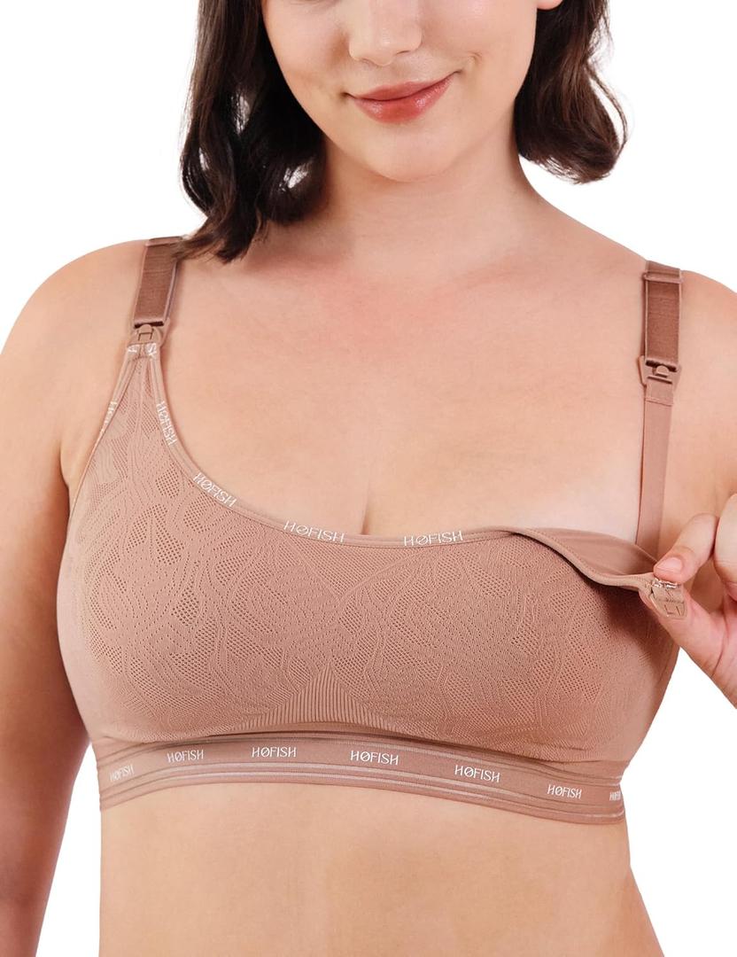 HOFISH Cooling Nursing Sleep Bra  Wirefree Mesh Maternity Bralette with One-Hand Access & Air-Knit Comfort (XXL)