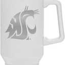 INDIGO FALLS Officially Licensed 40oz Laser Etch Rocky Tumbler with Handle (Logo, Washington State Cougars)